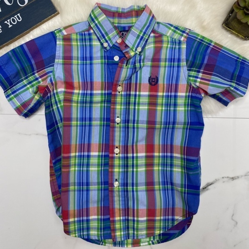 Chaps little boy plaid button down